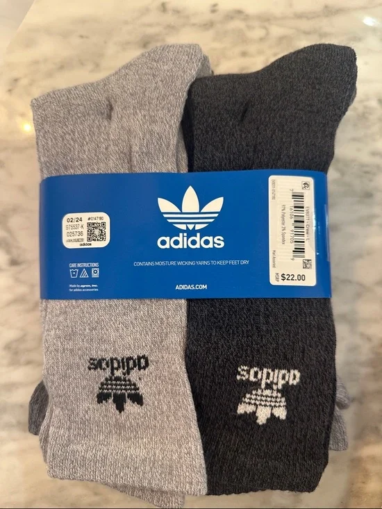 adidas Men's Crew Socks Pack - Gray, Dark Gray, Olive, Yellow - Picture 4 of 4